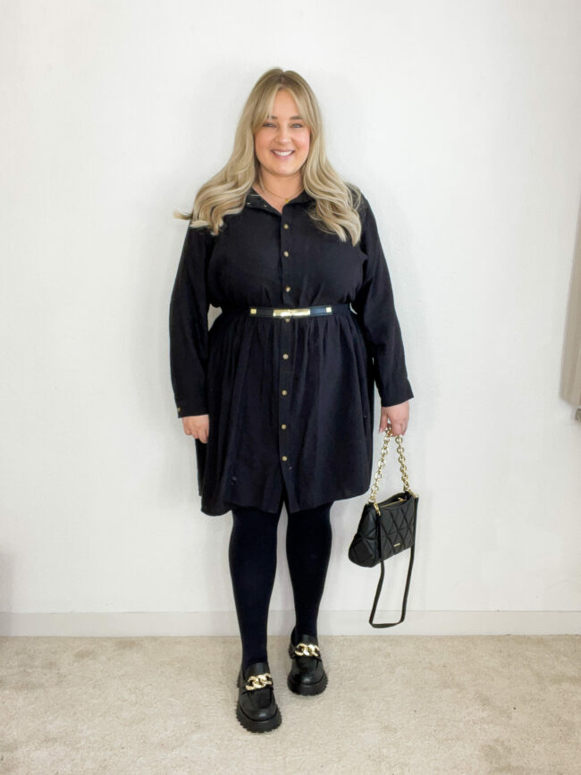 Kleid, Gürtel, Schuhe, Tasche