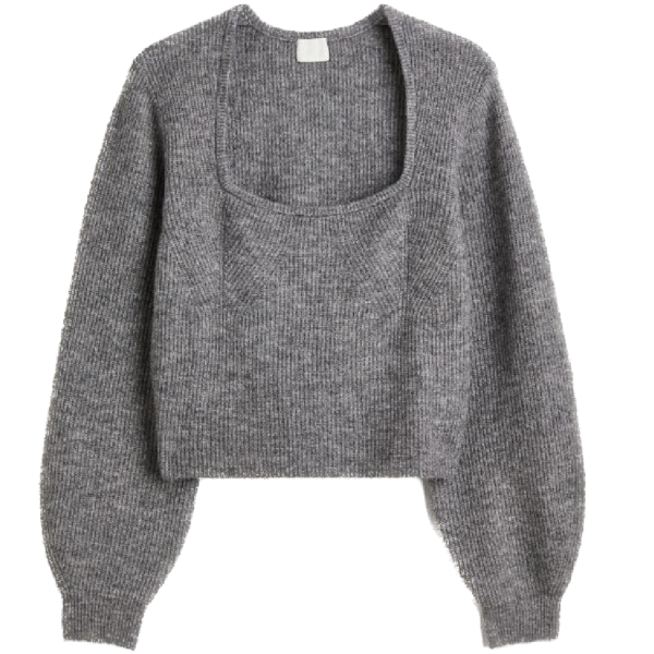 gerippter Pulli grau