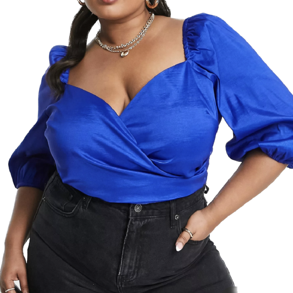 Oberteil Royalblau Off Shoulder Bluse