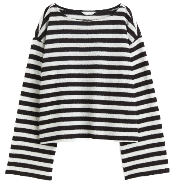 Schwarz weißer Pulli gestreift
