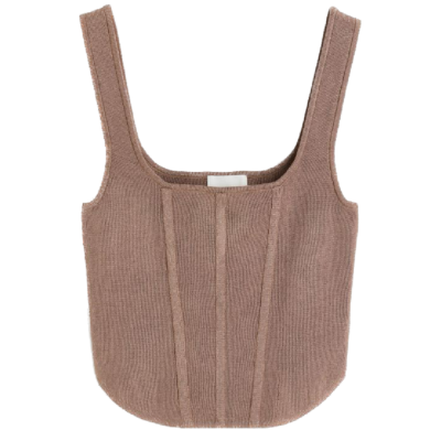 Korsagentop Feinstrick Dunkelbeige Braun