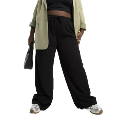 Wide leg Hose Stoffhose Schwarz