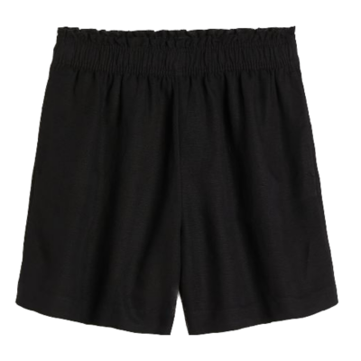 Shorts aus Leinenmix Schwarz
