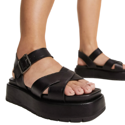 Wide fit Sandalen Plateau schwarz